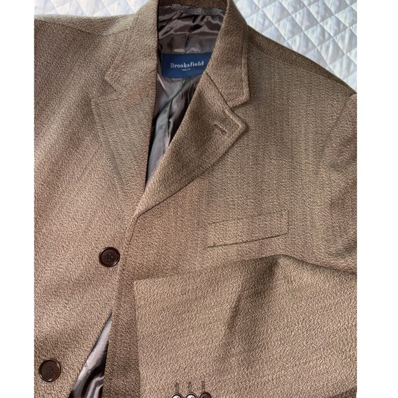Brooksfield Made in Italy 100% Wool Overcoat Topcoat Brown Herringbone 56 XL - Picture 1 of 12